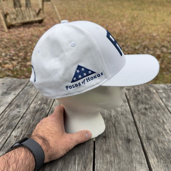 Folds of Honor F16 Golf Hat White Blue Embroidered Logo Adjustable Snapback Men - Picture 2 of 6